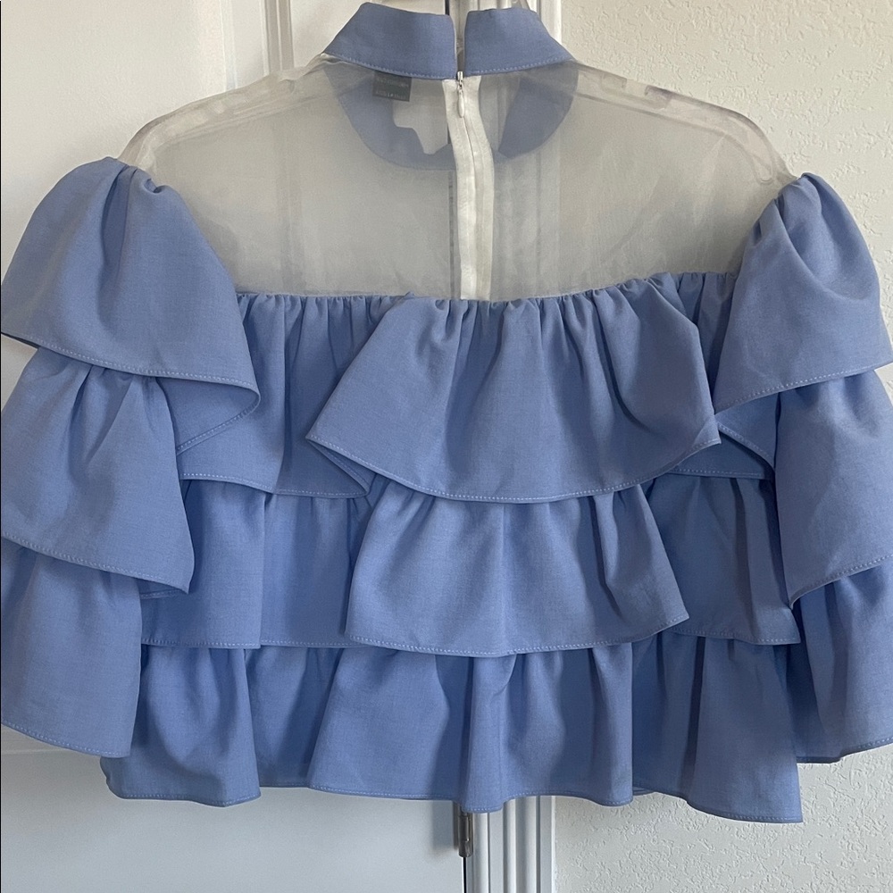 Chic Lavender Ruffle Off-Shoulder Blouse - Picture 2 of 3